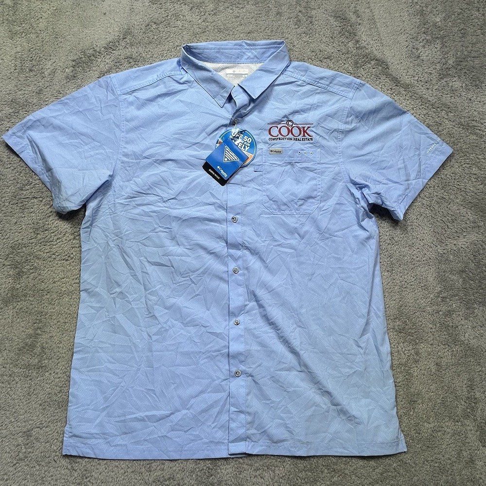 Columbia Shirt Men's XL Blue Short Sleeve PFG Slack Tide Camp Fishing UPF NEW